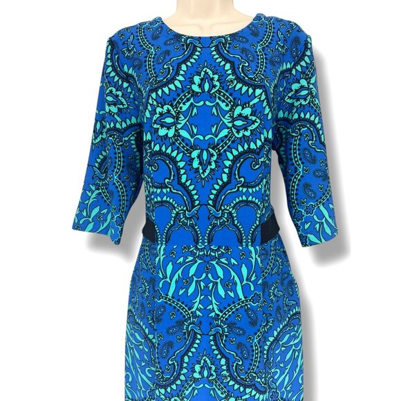 Gabby Skye Paisley Print Ultra-Soft Sheath Dress with Pockets Size 14 New Spring - Picture 2 of 9